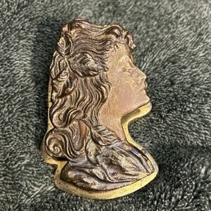 Antique Brass Maiden Long Flowing Hair Decorative Desk Art Paperclip